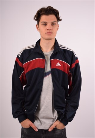 VINTAGE ADIDAS TRACKSUIT TOP JACKET NAVY BLUE
