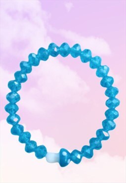Blue Mushroom - Sparkly Blue Topaz Beaded Crystal Bracelet