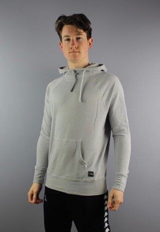 VINTAGE THE NORTH FACE HOODIE IN GREY WITH PATCH LOGO.