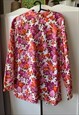 VINTAGE 60S FLORAL MOD ABSTRACT BLOUSE TOP TUNIC