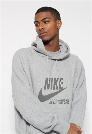 VINTAGE NIKE LOGO HOODIE GREY