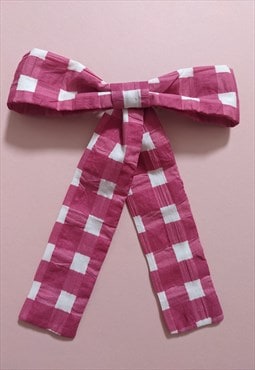 Pink Gingham Bow Clip