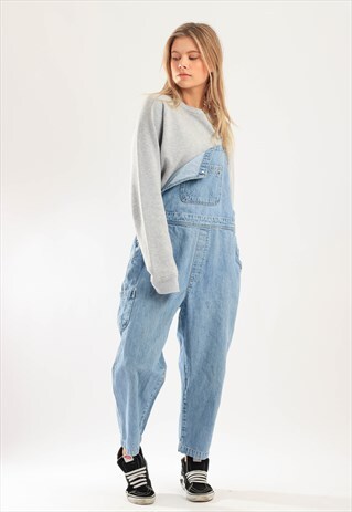 CHEROKEE VINTAGE EMBROIDERED DENIM DUNGAREES BLUE
