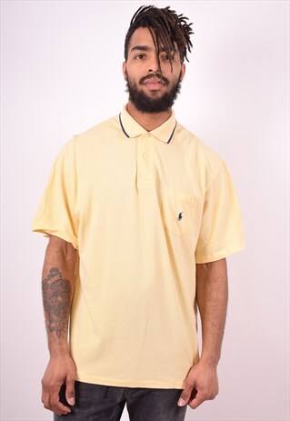 POLO RALPH LAUREN MENS VINTAGE POLO SHIRT LARGE YELLOW 90'S