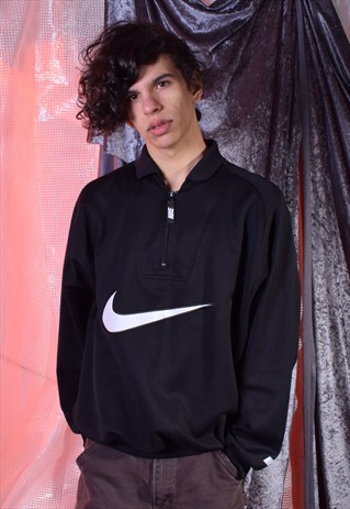 VINTAGE NIKE BLACK COLLARED SWEATSHIRT