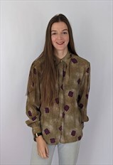 Vintage Checked Ornate Flower Blouse 