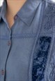 VINTAGE 80'S BLUE EMBROIDERED FRONT SHIRT