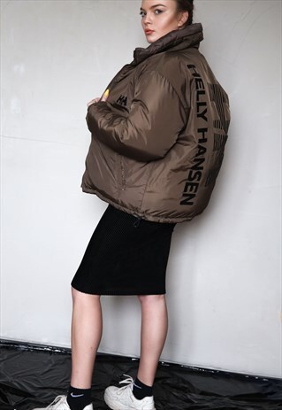 VINTAGE HELLY HANSEN GREEN REVERSIBLE PUFFER JACKET . UNISEX