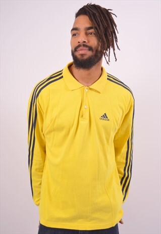 VINTAGE ADIDAS POLO SHIRT LONG SLEEVE YELLOW