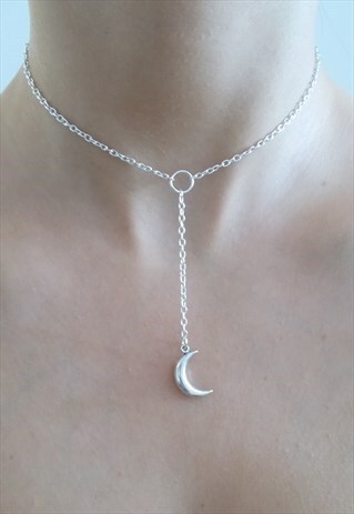 SILVER CHAIN CHOKER - MOON CHOKER