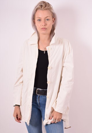 BURBERRY WOMENS VINTAGE COAT MEDIUM WHITE 90S