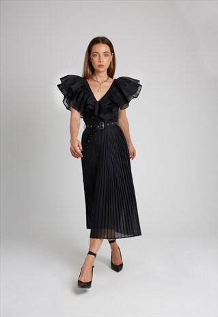 RUFFLE EVENING DRESS