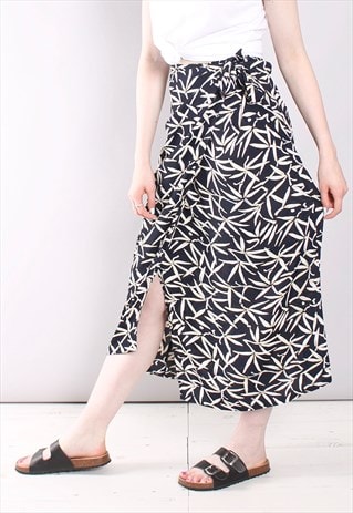 VINTAGE 90S FLORAL PATTERNED MIDI WRAP SKIRT