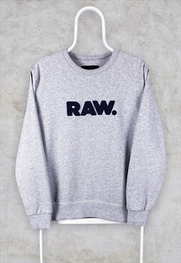 Vintage Grey G-Star Raw Sweatshirt Embroidered Medium