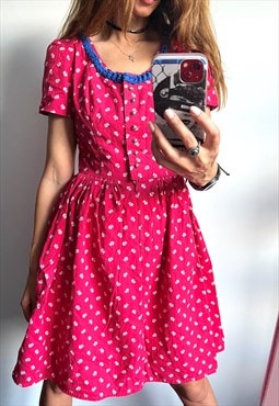 Cocktail Dirndl Cotton Pink Dress S