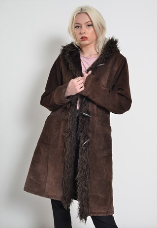 VINTAGE SHEEPSKIN SHERPA LINED SHEARLING JACKET BROWN