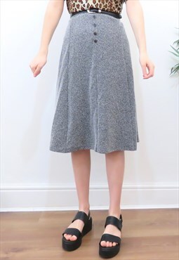 80s Vintage Grey Midi Skirt