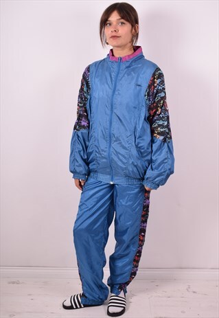 WOMENS VINTAGE FULL TRACKSUIT LARGE BLUE 90S
