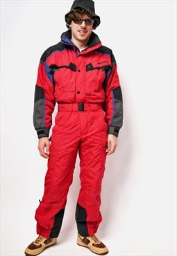 Vintage winter warm ski suit red colour for men Retro 80s 