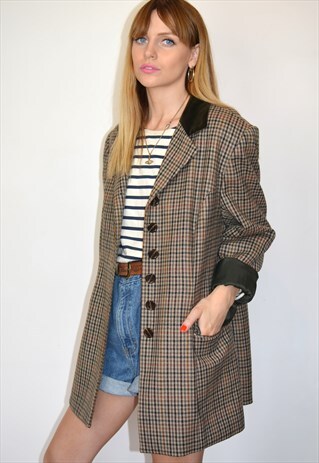 VINTAGE TWEED OVERSIZED BOYFRIEND BLAZER JACKET