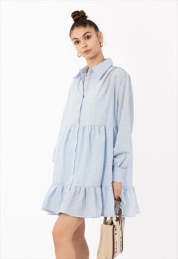 White color Oversized shirt dress in pop pattern fabric in r