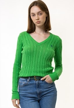 Ralph Lauren Sweater y2k Green Polo Jumper 5588