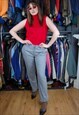 VINTAGE Y2K GLAM BAGGY STRAIGHT WARM LONG TROUSERS IN GREY