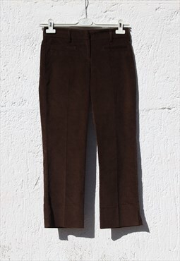 Deadstock brown corduroy mid rise cotton cropped trousers