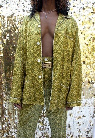 VINTAGE 1990'S GREEN PAISLEY PJ SET. VERY COMFORTABLE