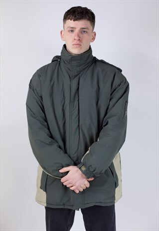 VINTAGE NAPAPIJRI KHAKI LONG HOODED JACKET