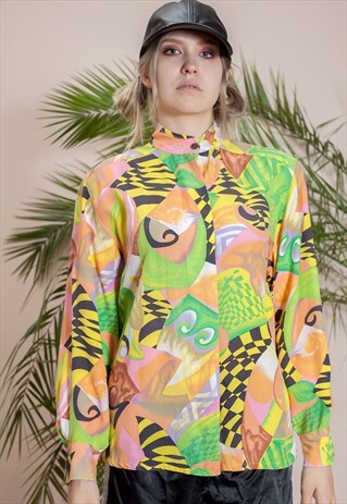 VINTAGE LONG SLEEVE, BUTTON UP, COLOURFUL, SHIRT FROM THE 90