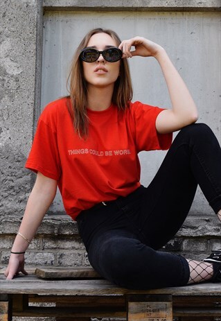 THINGS COULD BE WORSE RED T-SHIRT WITH WHITE PRINT
