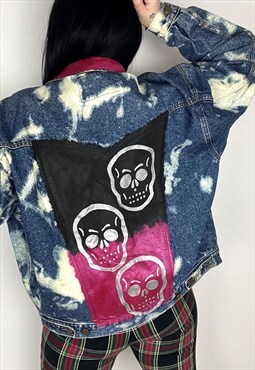 BONE DANCE - Reworked Bleached Skull Hand Painted Jacket