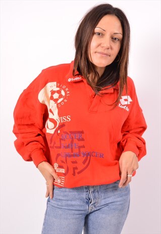 VINTAGE LOTTO SWEATSHIRT JUMPER RED