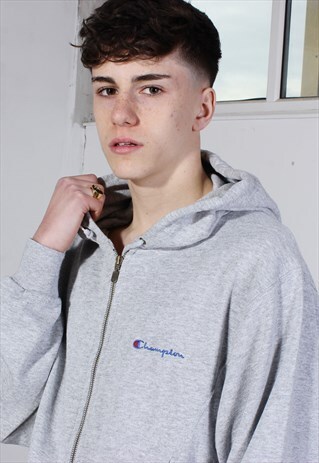 VINTAGE CHAMPION GREY ZIP-UP HOODIE