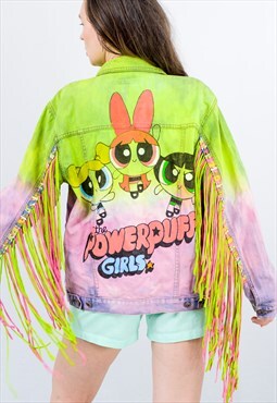 Unique The Powerpuff Girls jacket Reworked denim ombre 
