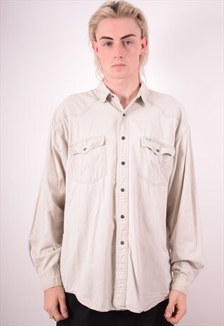 WRANGLER MENS VINTAGE SHIRT XL GREY 90S