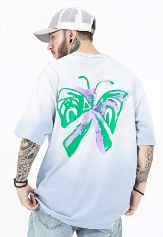 KALODIS GRADIENT TIE-DYE BUTTERFLY PRINT VINTAGE TEE