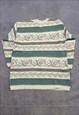 VINTAGE KNITTED JUMPER ABSTRACT CUTE FLOWER PATTERNED KNIT 