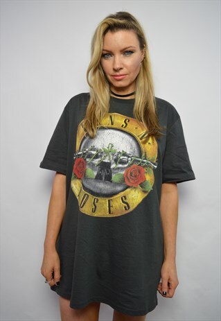 GUNS N' ROSES OVERSIZED BLACK ROCK T-SHIRT ROCKER GRUNGE
