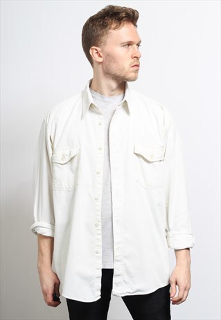 VINTAGE CORDUROY CORD SHIRT WHITE