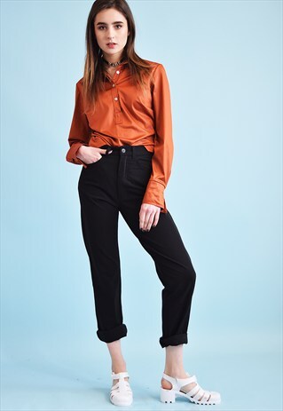 VINTAGE 90'S RETRO CLASSY HIGHWAISTED BLACK STRETCH TROUSERS