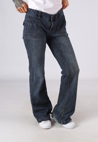 FLARED DENIM JEANS TOMMY HILFIGER VINTAGE UK 14 (C9DM)