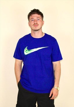 Vintage 90s Nike Tick Graphic T-shirt in Blue