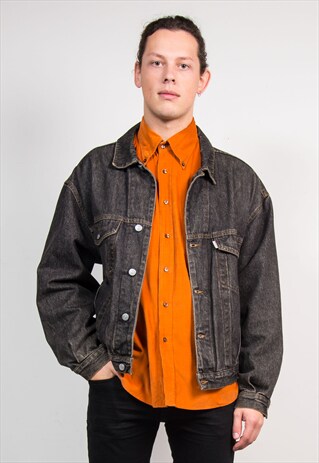 VINTAGE 90'S BLACK DENIM DIESEL JACKET