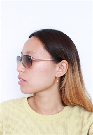 VINTAGE Y2K SQUARE FRAME PURPLE BROWN OMBRE SUNGLASSES