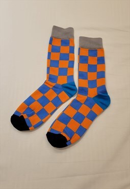 Checkered pattern Cozy Socks in Blue color