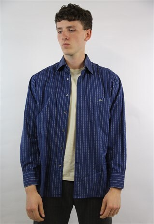 VINTAGE LACOSTE BLUE STRIPED SHIRT