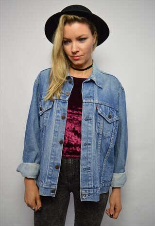 VINTAGE 90S LEVI'S MEDIUM WASH DENIM JACKET GRUNGE ROCKER