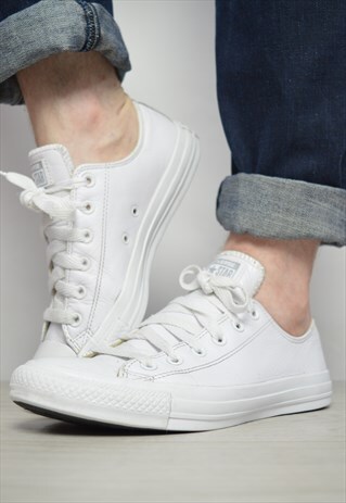 VINTAGE 90S CONVERSE WHITE LEATHER OX SHOES TRAINERS RETRO